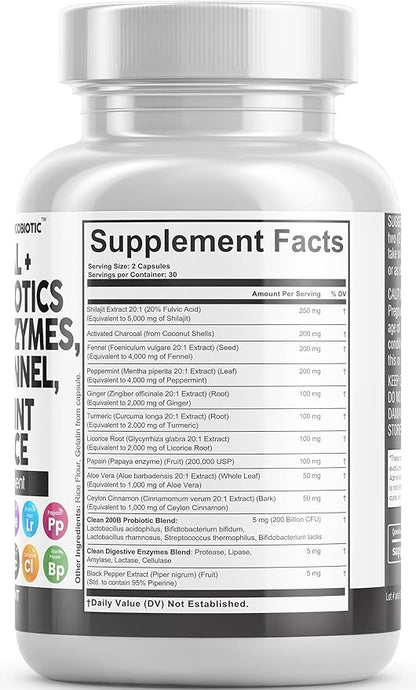 Clean Nutra Activated Charcoal Capsules Shilajit 5000mg Pills 200 Billion