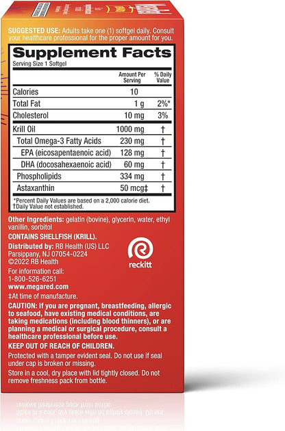 MegaRed #1 Doctor Recommended Krill Oil Brand 1000mg Omega 3 Supplement 60 Softgels