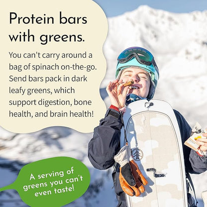 Send Bars Plant-Based Vegan Healthy Protein Bars, With Greens (The Full Send Variety Box, 8 Bars) – Lemon Cherry (x2), Peanut Butter (x2), Banana Bread (x2), Peanut Cacao Crunch (x2)