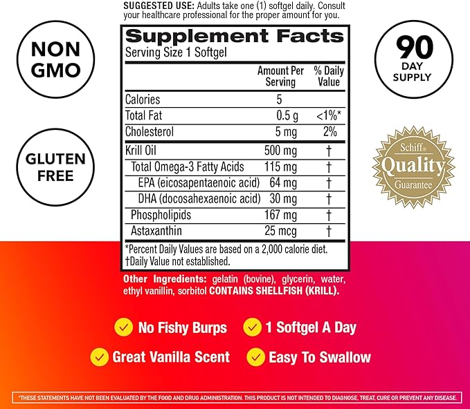 MegaRed Antarctic Krill Oil 500mg Omega 3 Fatty (90cnt box),