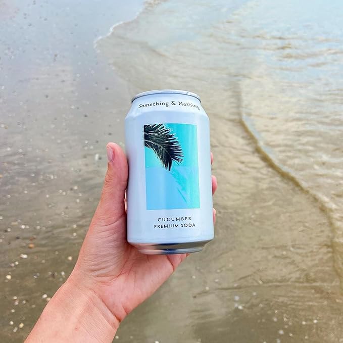 Something & Nothing Flavoured Sparkling Water - Lightly Carbonated, Full Flavoured with Added Grape & Lemon Juice | Vegan & Low Calorie Soda | 350ml Cans, Pack of 12 (Cucumber)