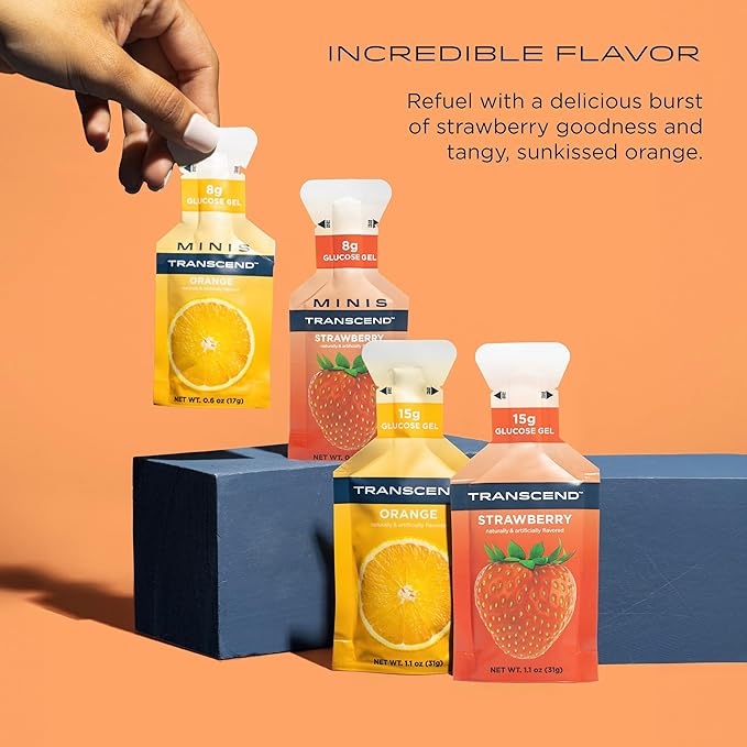Transcend Foods Strawberry + Orange Gels (1.1 oz, 24) Fast-Acting