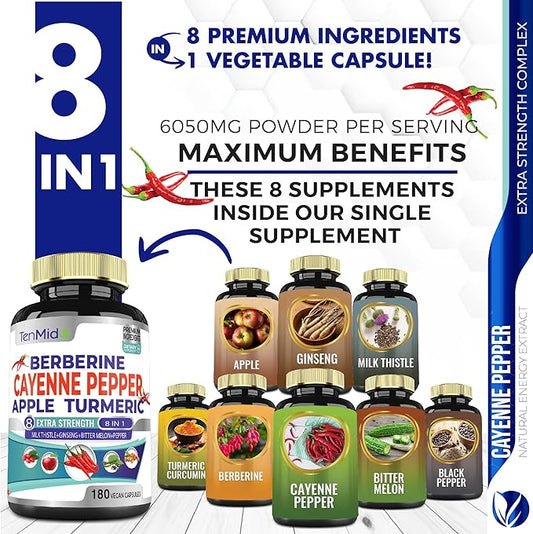 Cayenne Pepper Supplements Extract Capsules 6050mg, 180 Capsules
