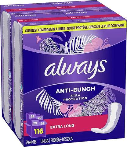Always Anti-Bunch Xtra Protection Daily Liners, 116 Count