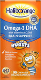 Haliborange Kids Omega-3 with Vitamins 90 Orange Chewable Fruit Burst Capsules