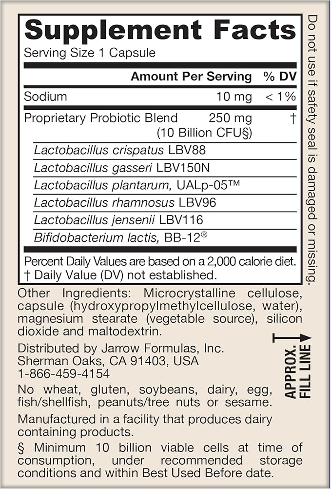Jarrow Formulas Fem Dophilus Probiotics for Women - 10 Billion CFU, Female Vaginal Probiotics, Vaginal, Urinary Tract and Digestive Support, 30 Capsules