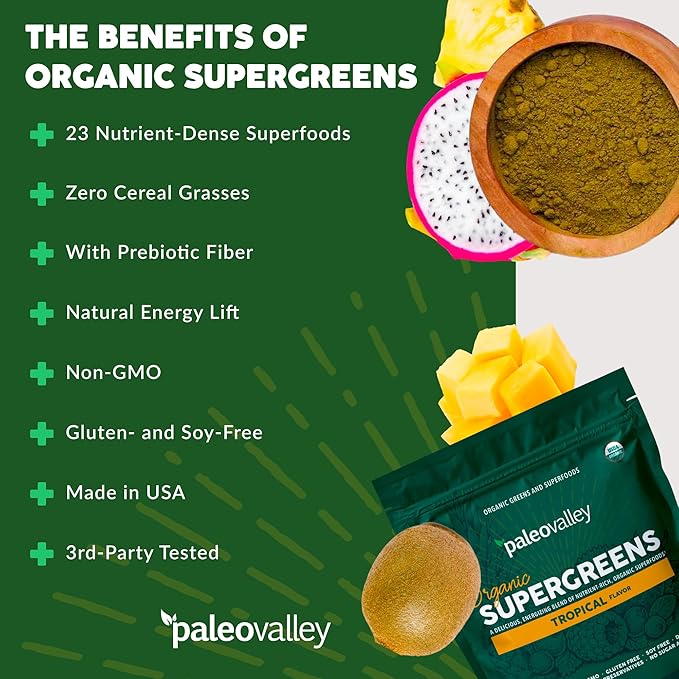 Paleovalley Organic Supergreens Powder 23 Superfoods 30 Servings