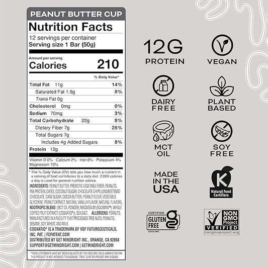 Mindright Superfood Vegan Protein Bar 12 (Peanut