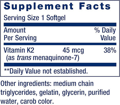 Life Extension Low Dose Vitamin K2 90 Softgels 60 Capsules