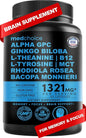 11-in-1 Nootropic Brain Supplements: Memory & Focus Supplement with Ginkgo Biloba, L Theanine, Bioperine, & Alpha GPC Choline - 1321mg, 60ct - Stimulant Free, Vegan - Focus Brain Support (1 pack)