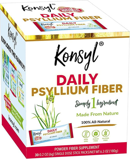 Konsyl Daily Psyllium Fiber Stick Packs 30 Packets