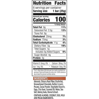 Ratio Soft Baked Bars, Chocolate Brownie, 1g Sugar, Keto Friendly, 5.34 oz (6 Bars)