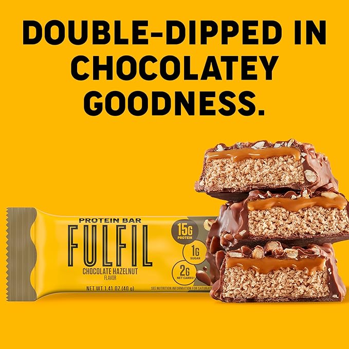 FULFIL Protein Snack Bars, Chocolate Hazelnut, 15g Protein, Pantry Staples, 12 Count