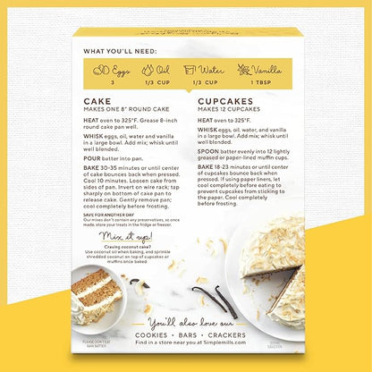 Simple Mills Almond Flour Vanilla Cupcake Mix Baking Mix - Gluten Free, Plant Based, Paleo Friendly, 11.5 oz Pack of 6