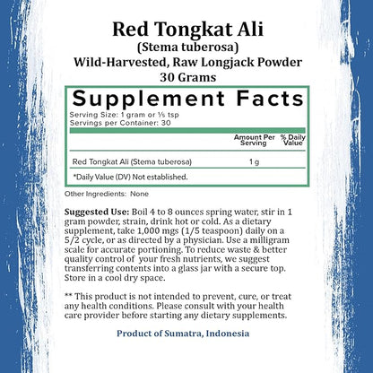 Red Tongkat Ali (Stema Tuberosa) Powder 100% Pure,