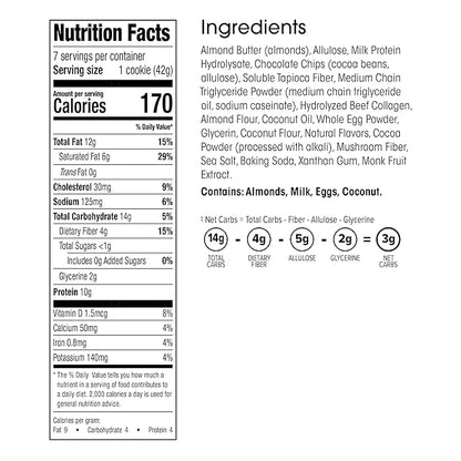 Wonderslim Protein Cookie, Double Chocolate, Keto friendly, Low Carb, Gluten Free (7ct)