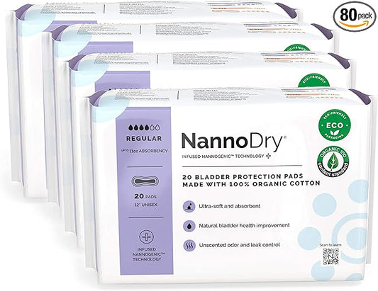 Natural Incontinence Pads (20 Count 4) - 12" Long