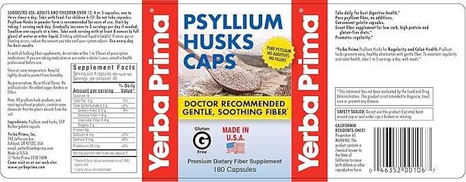 Yerba Prima Psyllium Husks Caps 180 caps 3) -