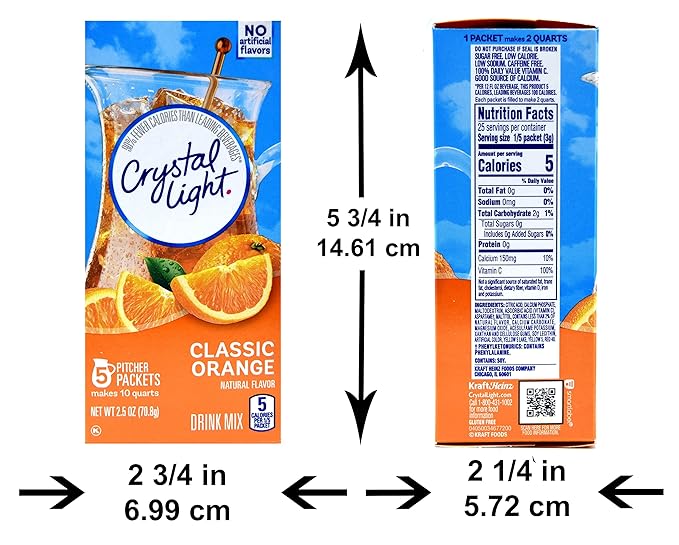 Crystal Light Pitcher Packets, Classic Orange, 2.5 OZ