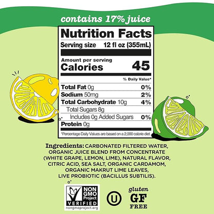 Culture Pop Soda, Lemon Lime, Probiotic Low Sugar Soda, Sparkling Juice Alternative, Non-GMO, Kosher, Gluten-Free, No Stevia (12pk)