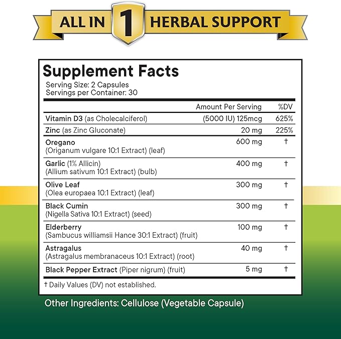 NEW AGE Oregano Oil 6000mg Garlic 4000mg Olive 3000mg with 180 Count