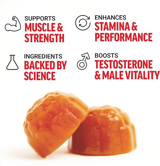 Force Factor Test X180 Gummies Testosterone Booster for Men with Tongkat Ali, Horny Goat Weed, Tribulus Terrestris, Fenugreek, Black Maca, Testosterone Supplement for Men, Berry Punch, 120 Gummies