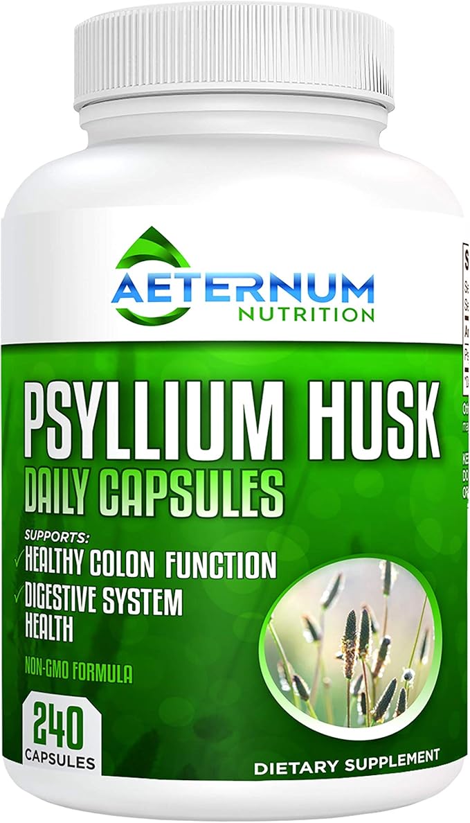 Aeternum Psyllium Husk Caps USA Made 240 Husk 725 Mg 100% Soluble
