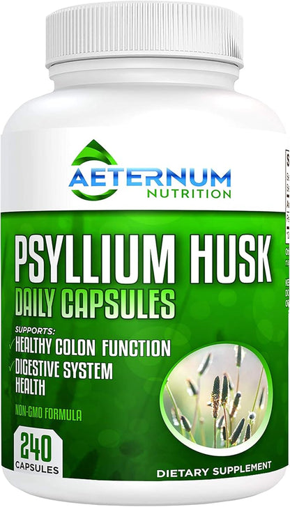 Aeternum Psyllium Husk Caps USA Made 240 Husk 725 Mg 100% Soluble