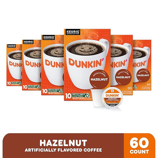 Dunkin' Hazelnut Flavored Coffee, 60 Keurig K-Cup Pods