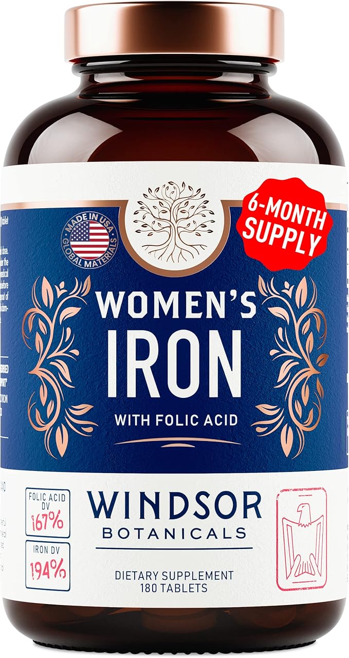 Iron Pills for Women 6 Month B9-180 Vegan