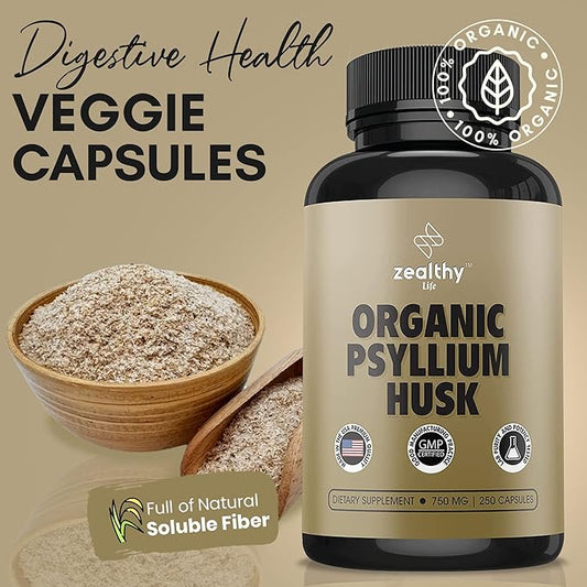 Psyllium Husk Capsules, All-Natural Fiber Supplement,