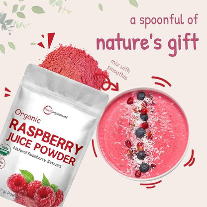 Organic Raspberry Juice powder, 8oz 100% Natural