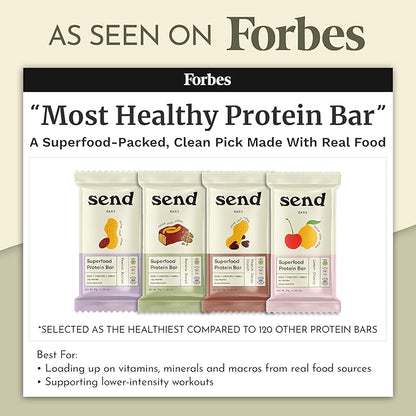 Send Bars Plant-Based Vegan Healthy Protein Bars, With Greens (Peanut Butter, 8 Bars) – Increase Your Focus, Tolerance For Stress & Physical Output With Organic Ingredients