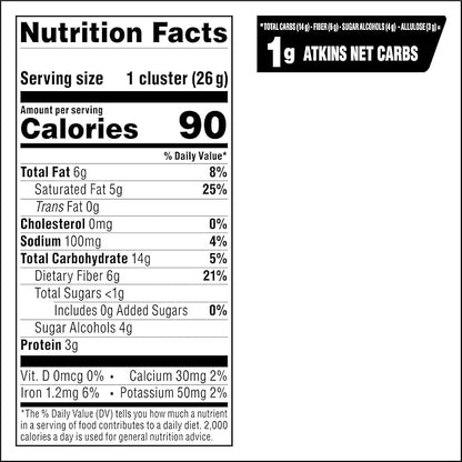 Atkins Keto Cookies & Crème Clusters, Gluten Free, High Fiber, Low Carb, Keto Friendly, 8 Count
