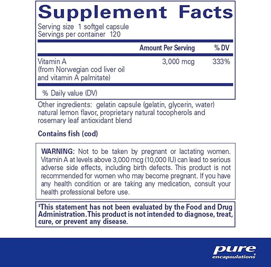Pure Encapsulations Vitamin A 3,000 mcg 120 Softgel