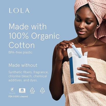 LOLA Organic Cotton Tampons, 8 Count
