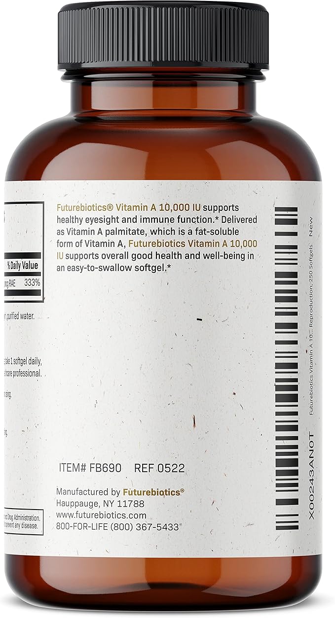 Futurebiotics Vitamin A 10,000 IU Premium 250 Softgels