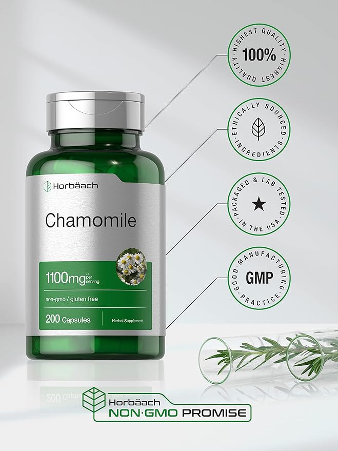 Horbäach Chamomile Flower 1100mg 200 Capsules