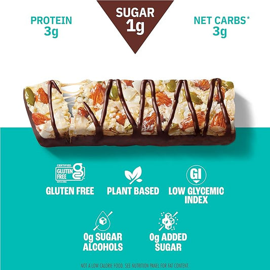 Munk Pack Nut & Seed Bar Coconut Almond Dark Chocolate | 1g Sugar, Low Carb & Keto, 3g Protein | Gluten Free, Plant Based, Zero Added Sugar | Sweet & Nutty Breakfast & Snack Bars | 12 Count