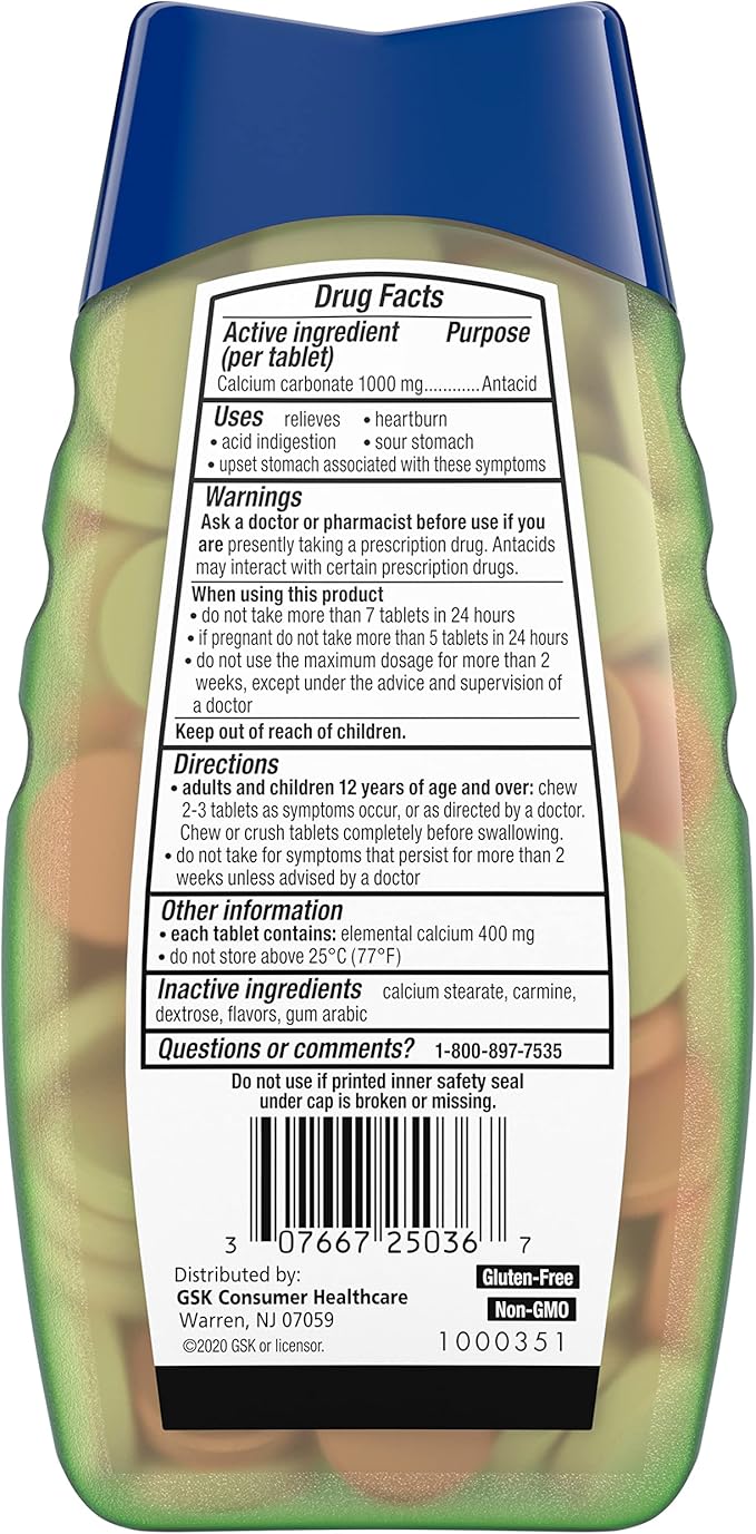 TUMS Naturals Ultra Strength Antacid Chews 190 Count