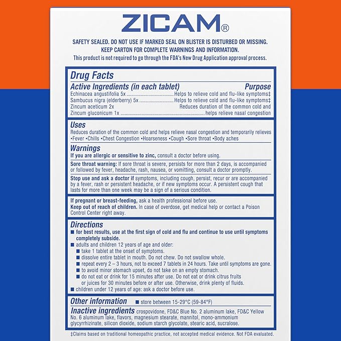 Zicam Cold & Flu-Like Symptoms 20 Tablets