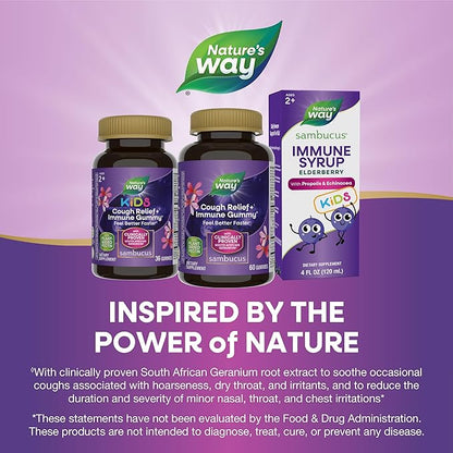 Nature's Way Sambucus Cough Relief+, Immune 60 Gummies(Packaging