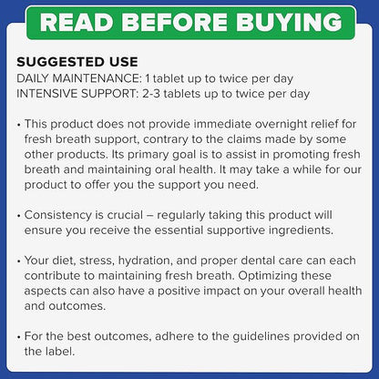 Oral Probiotics for Mouth Bad Breath Treatment for Adults - Dental Probiotics for Teeth and Gums - Oral Health Probiotics - 60 Lozenges Peppermint Flavor
