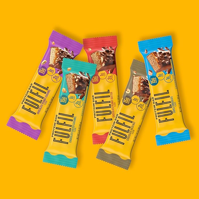 FULFIL Protein Snack Bars, Chocolate Salted Caramel, 15g Protein, Pantry Staples, 12 Count