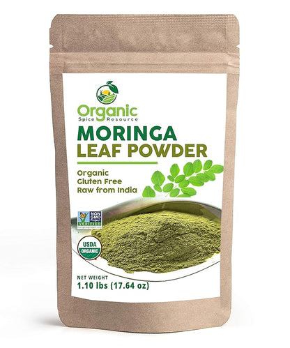 Organic Moringa Powder - 1.10 lbs (17.64 oz) | USDA Organics, Non-GMO, Kosher, Halal, Moringa Olifera Powder - 100% Raw and Natural, by SHOPOSR
