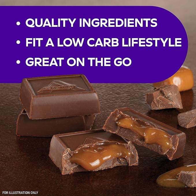 Atkins Endulge Milk Chocolate Caramel Squares, Dessert Favorite, Good Source of Fiber, 1g Sugar, 48 Count (16 Servings)