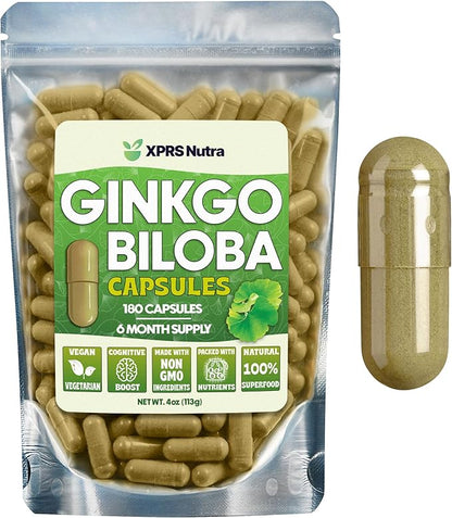 XPRS Nutra Ginkgo Biloba Capsules 180 Count