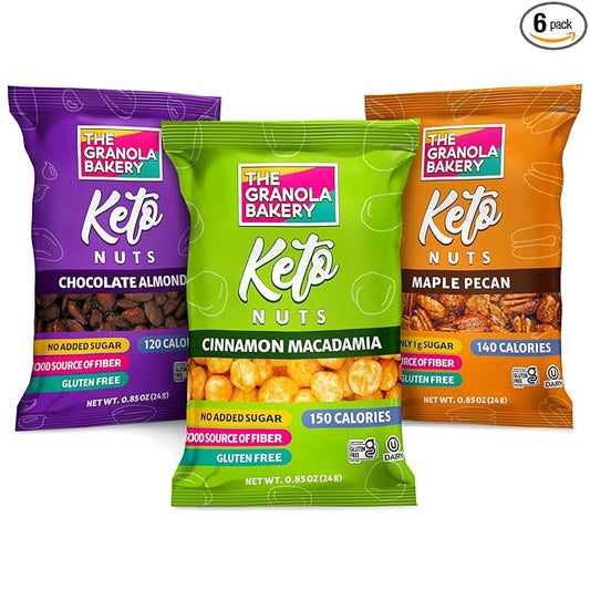 TGB Variety Nut Bites, Keto Snacks, No Added Sugar, Gluten Free, Healthy Low Carb To Go, 0.85oz Bag (Pack of 6)