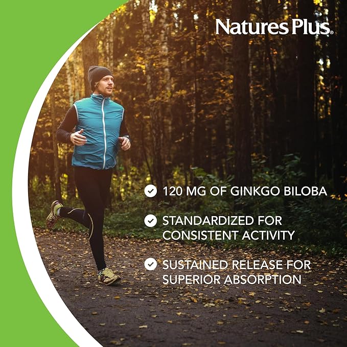 Natures Plus Herbal Actives Ginkgo Biloba, 120 mg, 60 Vegan 60 Servings