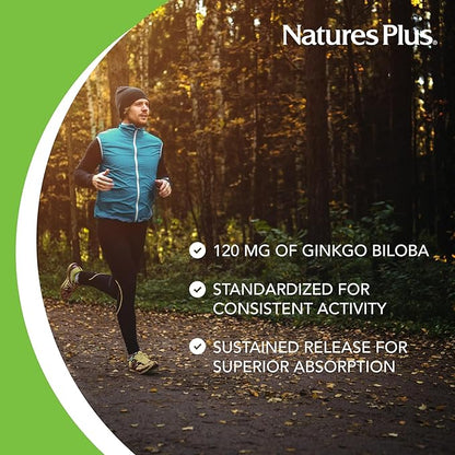 Natures Plus Herbal Actives Ginkgo Biloba, 120 mg, 60 Vegan 60 Servings